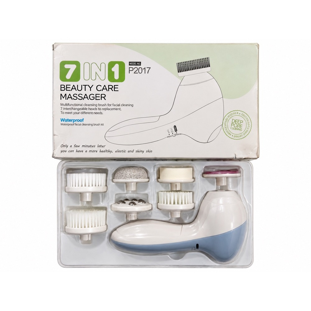 7 in 1 Beauty Care Massager P2017 Waterproof Facial Cleansing Brush Kit White